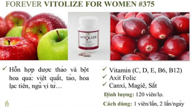 Viên ổn định nội tiết tố nữ Forever Vitolize For Women là hỗn hợp chứa các thành phần tự nhiên.